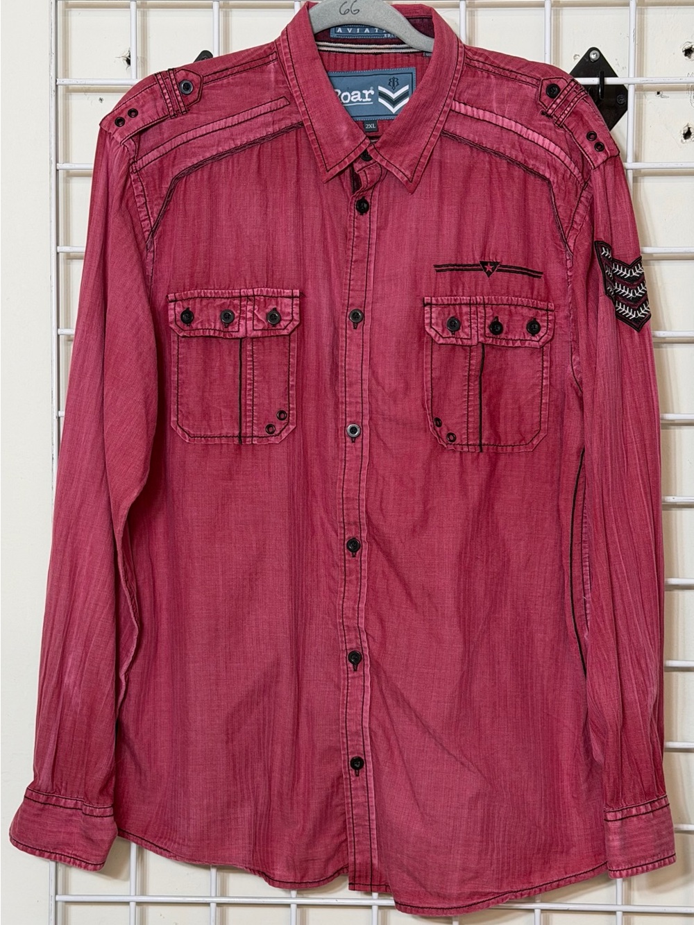 Roar Aviation Icemen Men's Long-Sleeve Button-Up Shirt in Soft Red  Size 2XL
